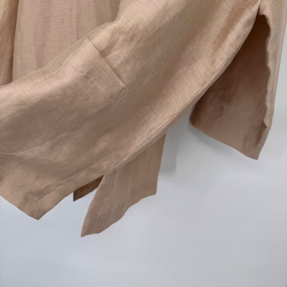 Modern Soul Womens Beige Linen Blend Jacket Pockets Unique Button Size Large - Picture 9 of 13